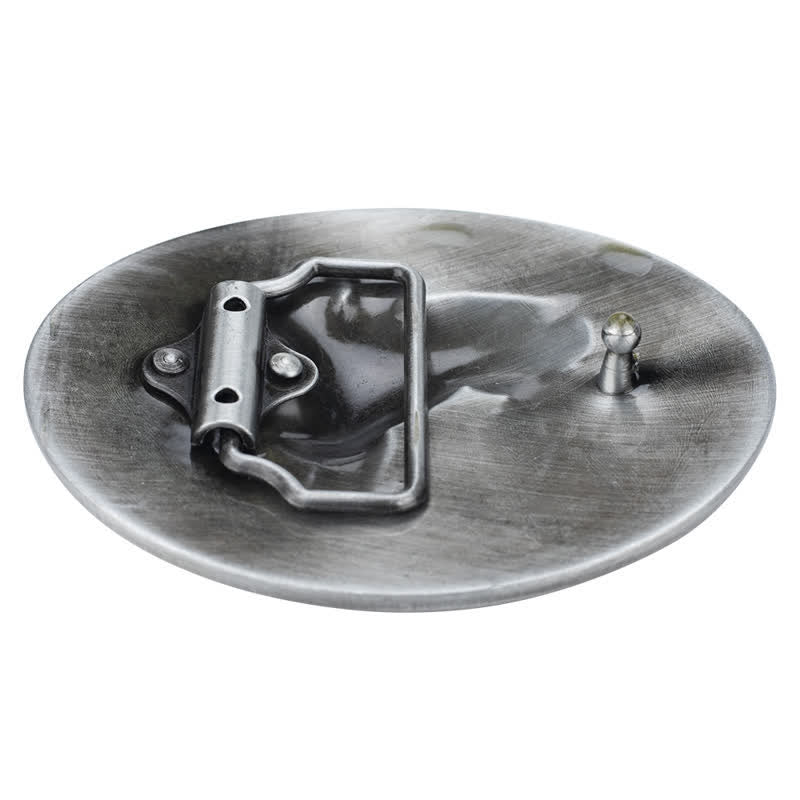 Men's DIY Blue Enamel Horse Riding Buckle Leather Belt - image 4