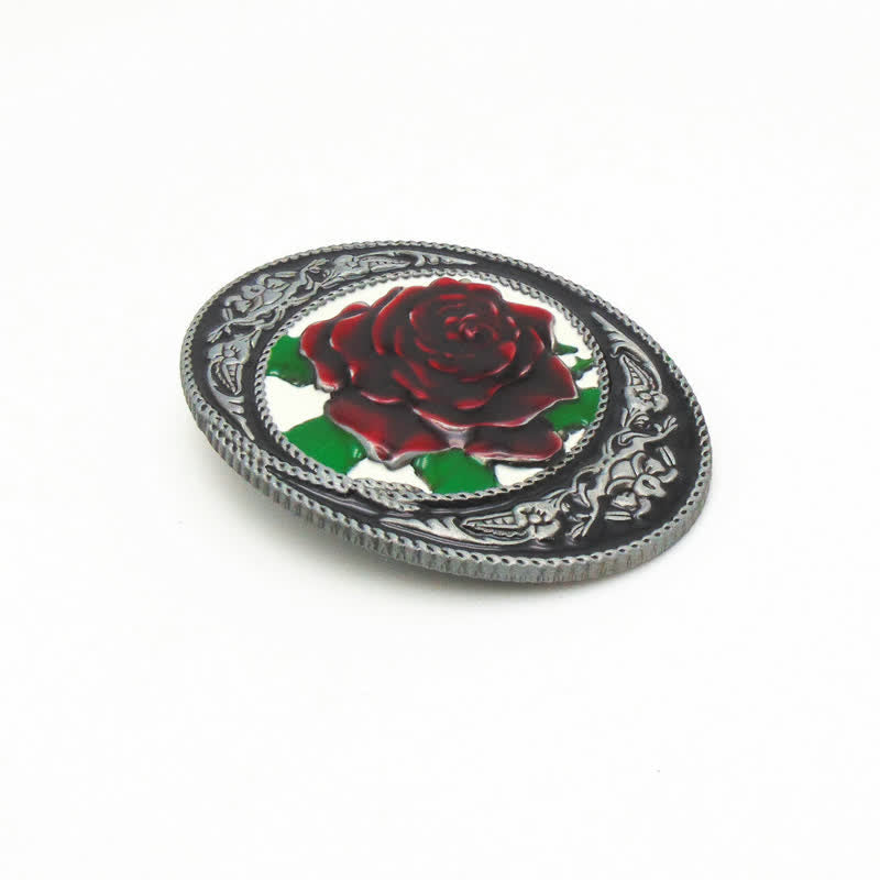 Men's DIY Western Colorful Rose Buckle Leather Belt - image 4