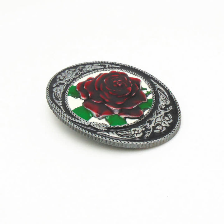 Men's DIY Western Colorful Rose Buckle Leather Belt - image 4