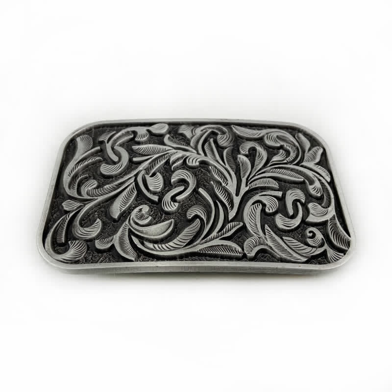 Men's DIY Art Leaves Scrollwork Buckle Leather Belt - image 10