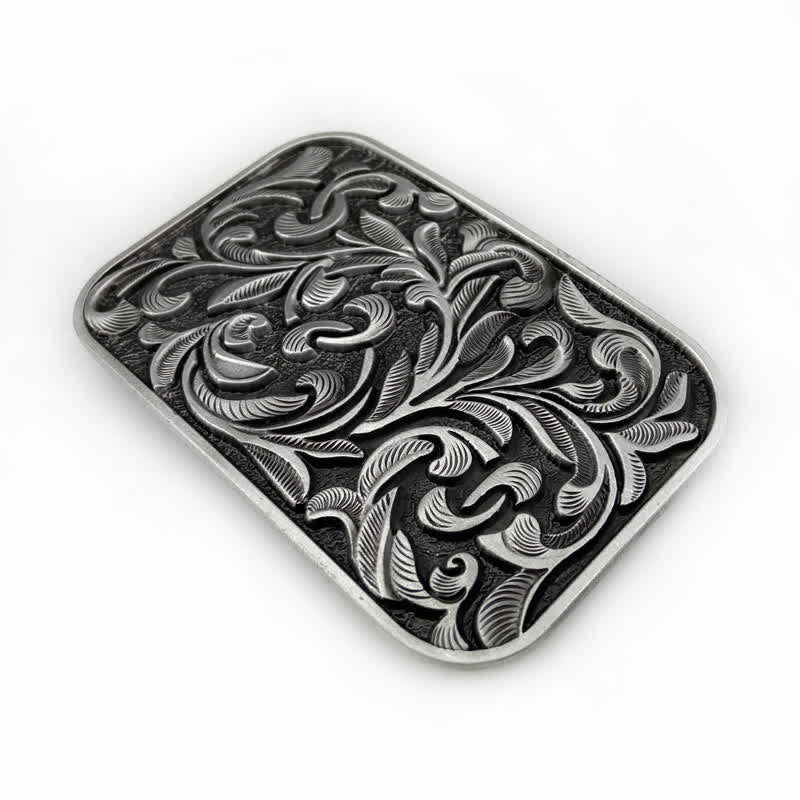 Men's DIY Art Leaves Scrollwork Buckle Leather Belt - image 11
