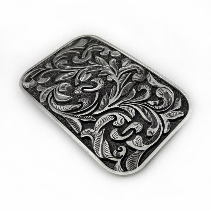Men's DIY Art Leaves Scrollwork Buckle Leather Belt - image 11