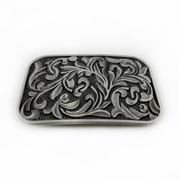 Men's DIY Art Leaves Scrollwork Buckle Leather Belt - image 10