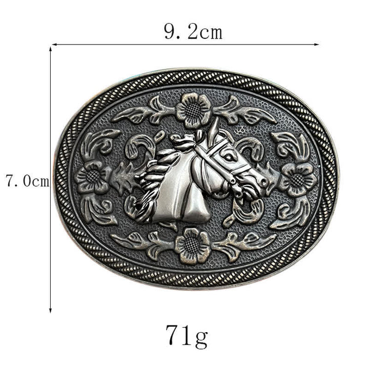 Men's DIY Western Horse Floral Buckle Leather Belt - image 2