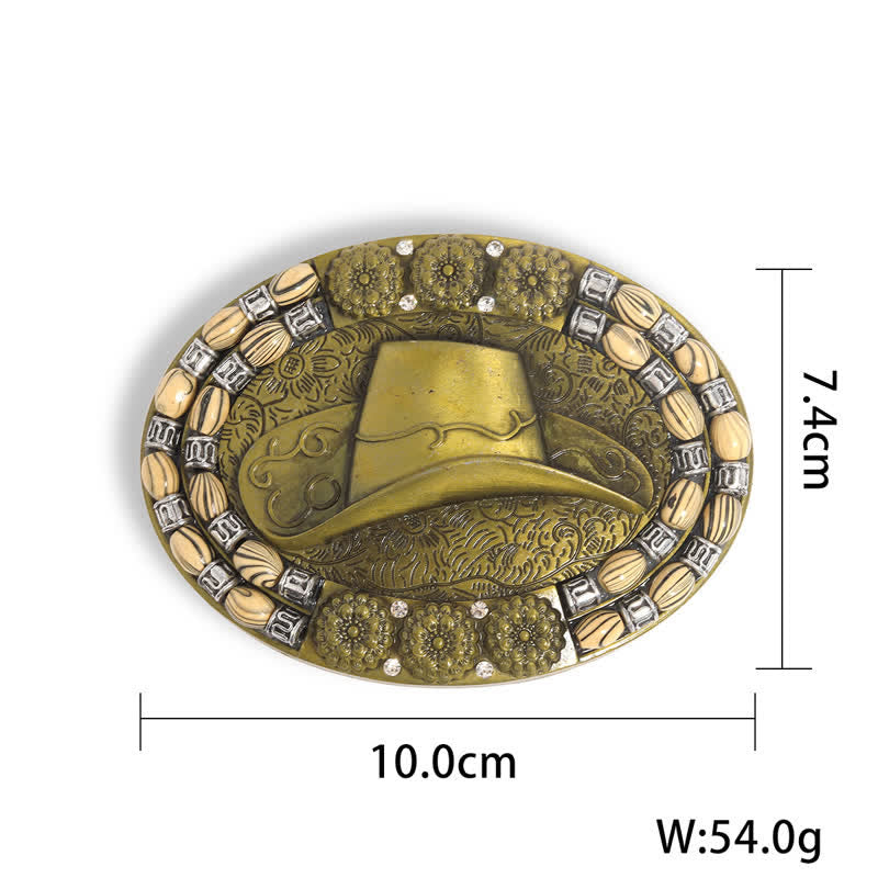 Men's DIY Gold Cowboy Hat Beads Decor Buckle Leather Belt - image 2