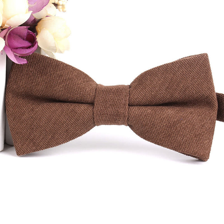 Men's Suede Solid Candy Color Formal Bow Tie - Brown - image 27