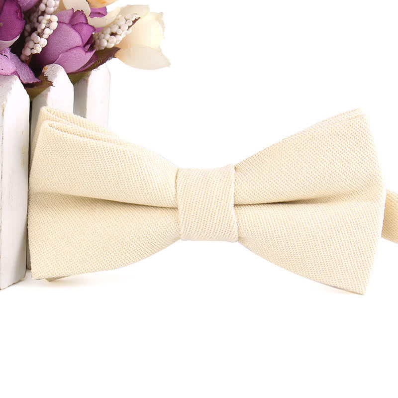 Men's Suede Solid Candy Color Formal Bow Tie - Ivory - image 6