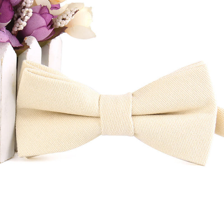 Men's Suede Solid Candy Color Formal Bow Tie - Ivory - image 6