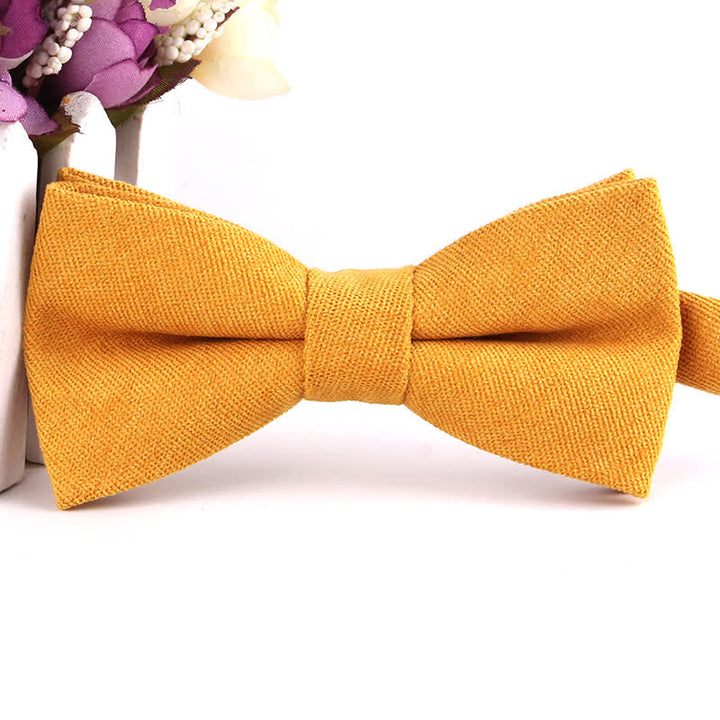 Men's Suede Solid Candy Color Formal Bow Tie - Gold - image 7