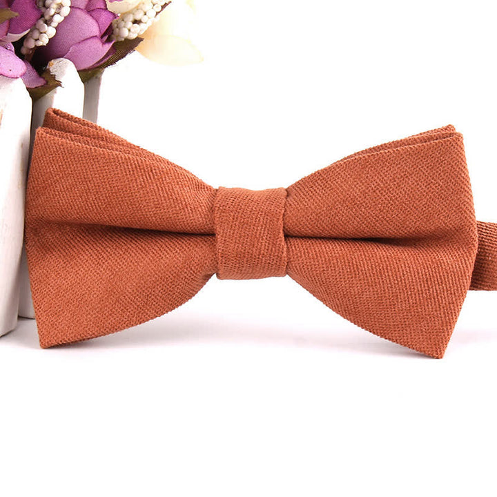 Men's Suede Solid Candy Color Formal Bow Tie - Coral - image 10