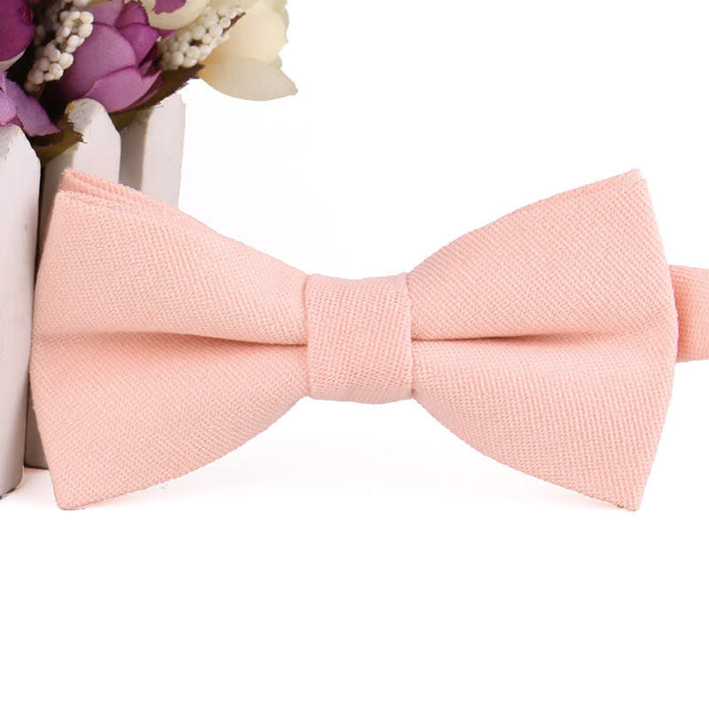 Men's Suede Solid Candy Color Formal Bow Tie - LightPink - image 8