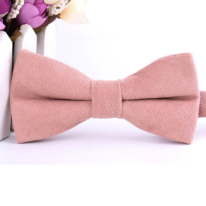 Men's Suede Solid Candy Color Formal Bow Tie - Pink - image 9