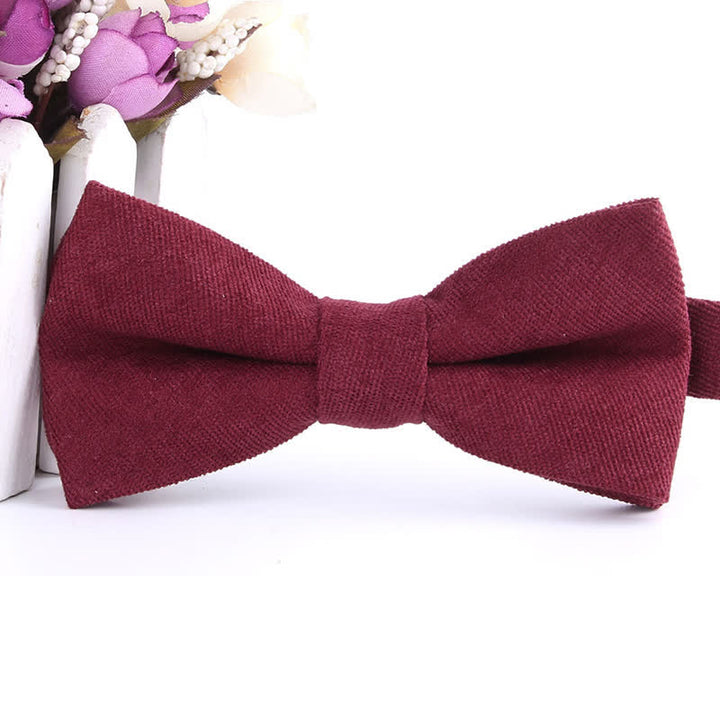 Men's Suede Solid Candy Color Formal Bow Tie - Burgundy - image 11