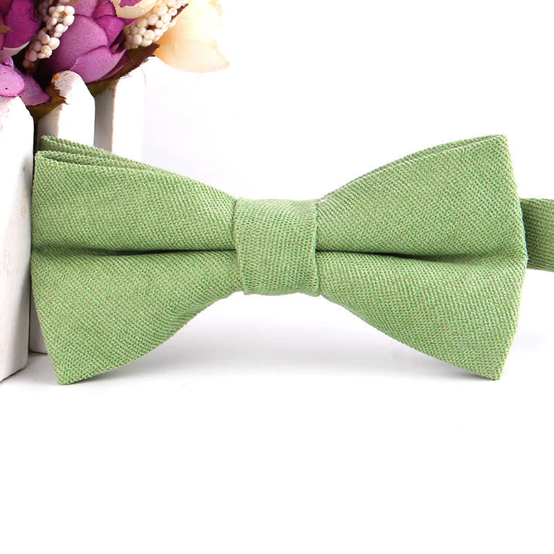 Men's Suede Solid Candy Color Formal Bow Tie - LightGreen - image 14