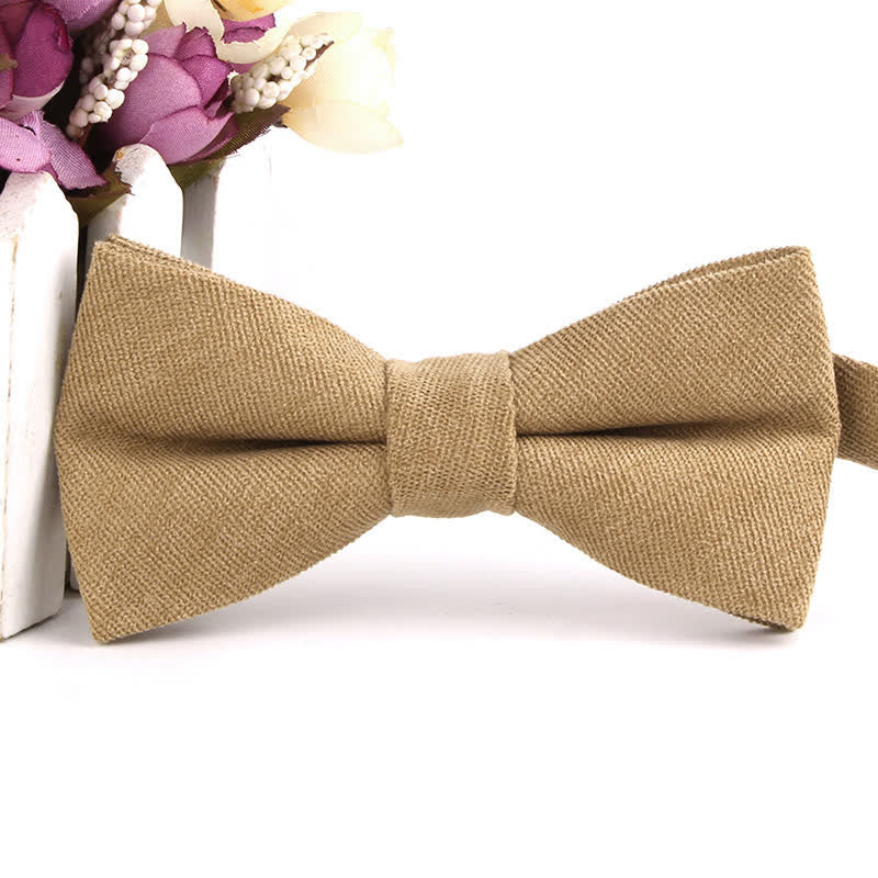 Men's Suede Solid Candy Color Formal Bow Tie - DarkKhaki - image 13
