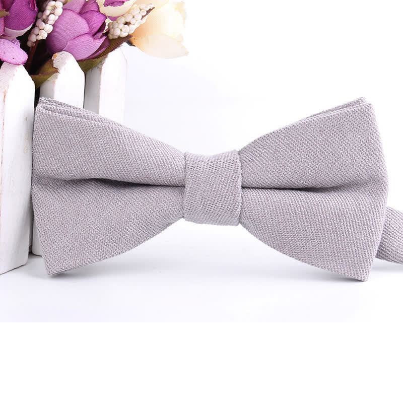 Men's Suede Solid Candy Color Formal Bow Tie - LightGrey - image 18