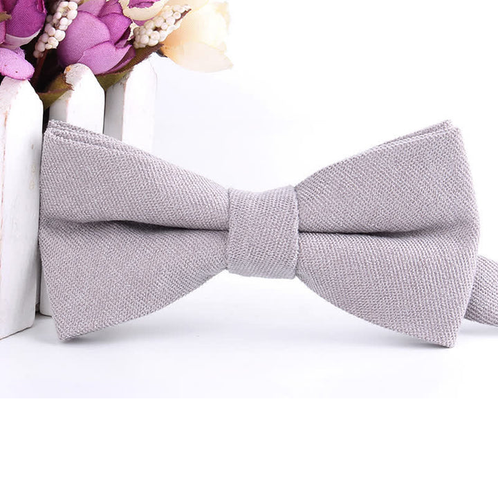 Men's Suede Solid Candy Color Formal Bow Tie - LightGrey - image 18