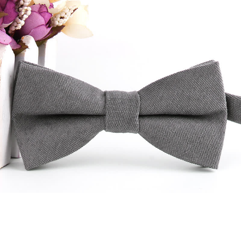 Men's Suede Solid Candy Color Formal Bow Tie - Gray - image 19