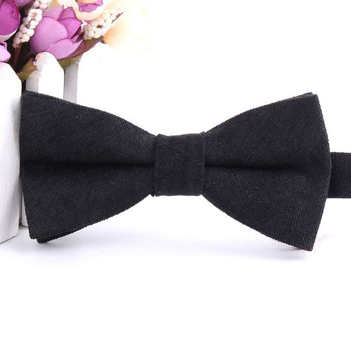 Men's Suede Solid Candy Color Formal Bow Tie - Black - image 20