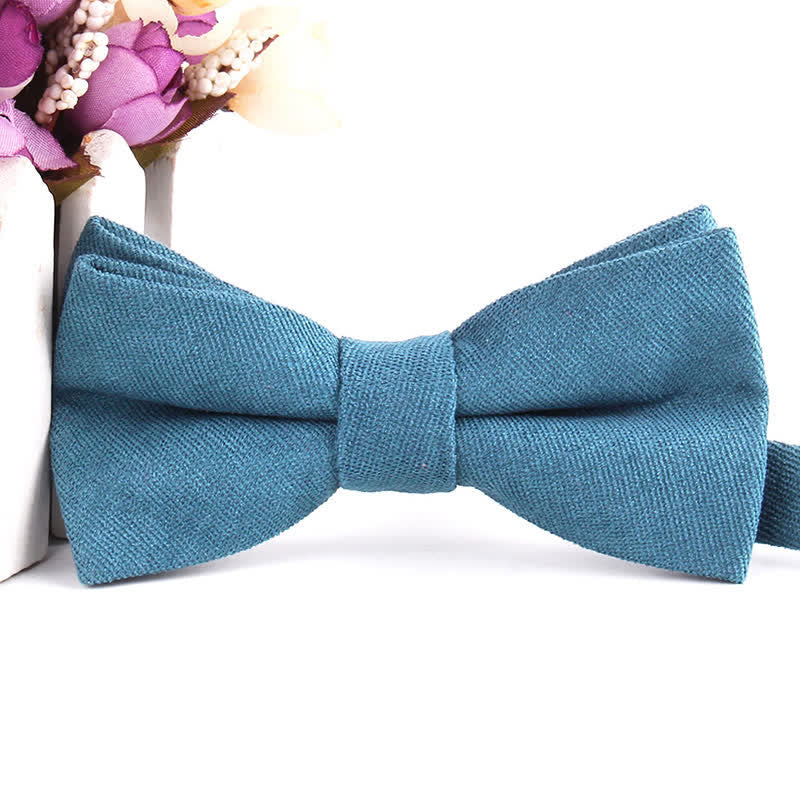 Men's Suede Solid Candy Color Formal Bow Tie - Teal - image 16
