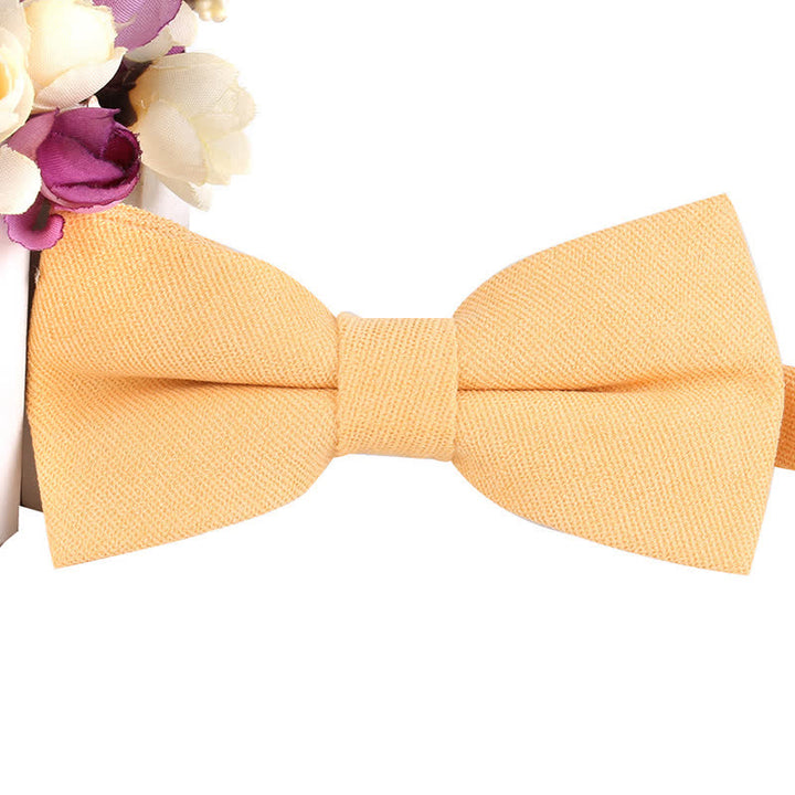 Men's Suede Solid Candy Color Formal Bow Tie - Bisque - image 21