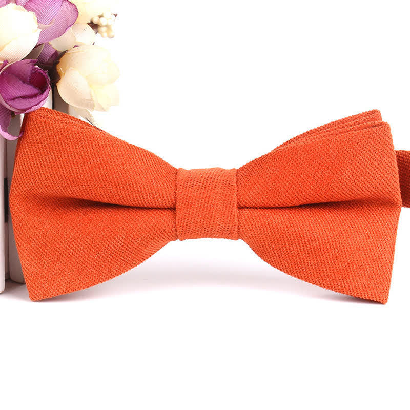 Men's Suede Solid Candy Color Formal Bow Tie - Orange - image 22