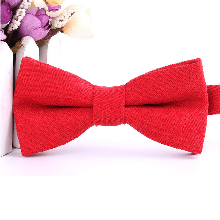 Men's Suede Solid Candy Color Formal Bow Tie - Red - image 23