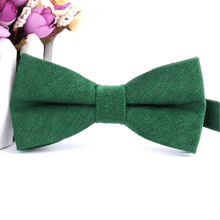 Men's Suede Solid Candy Color Formal Bow Tie - Dark Green - image 2