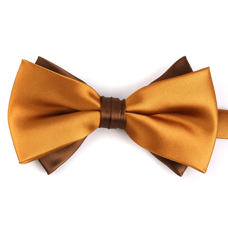 Men's Luxury Two Tone Double Layered Bow Tie - Orange & Sienna - image 2