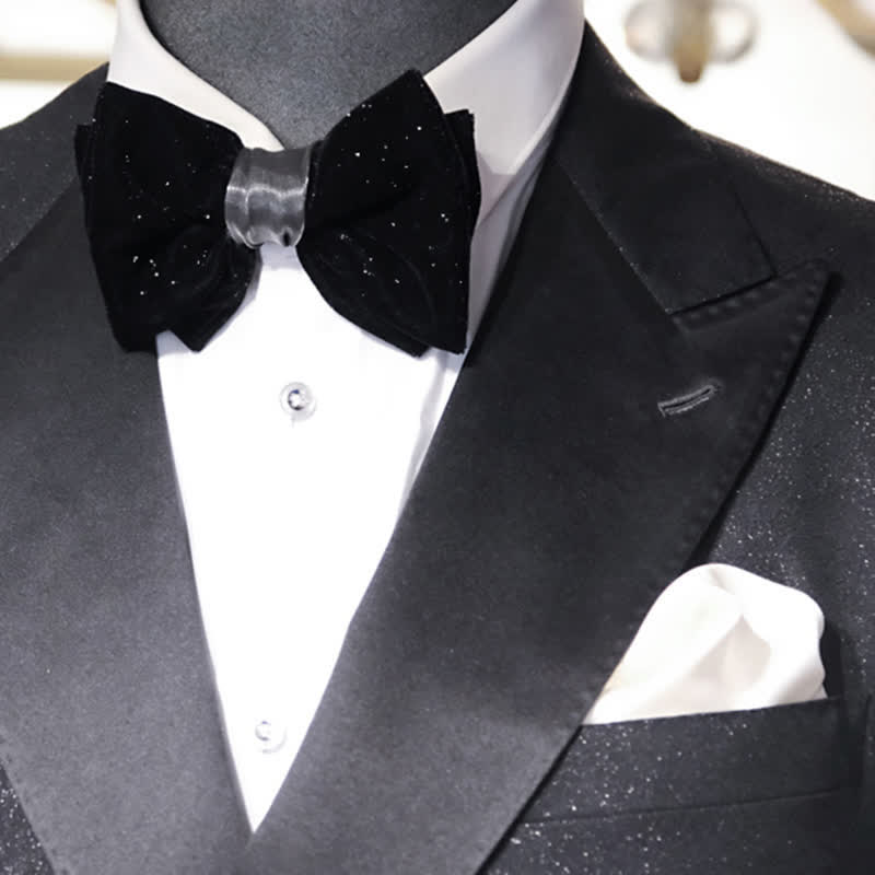 Men's Elegant Black Velvet Stunning Bow Tie - image 3