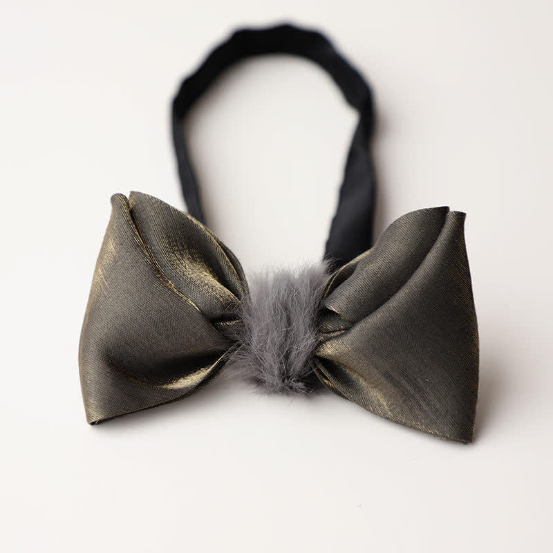 Men's Vintage Gray Soft Plush Decor Bow Tie - Style #1 - image 1