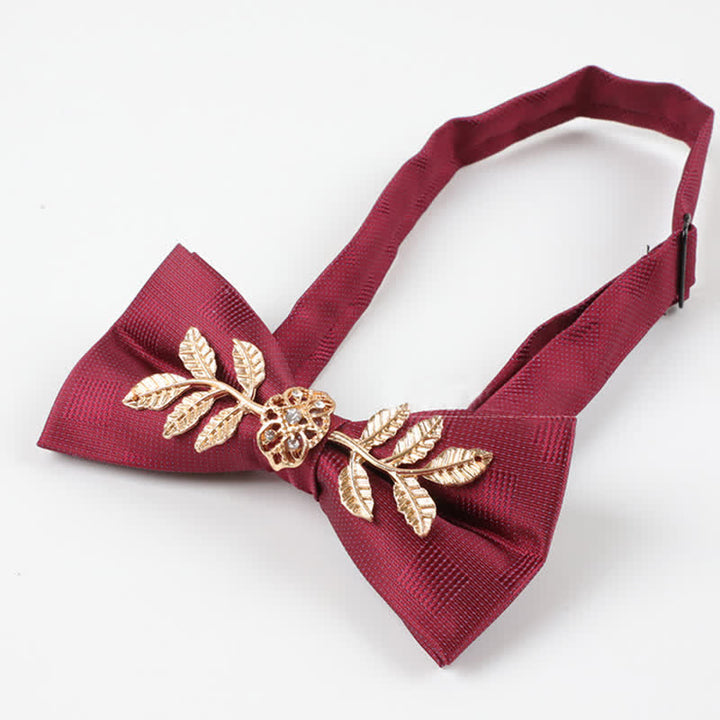 Men's Golden Leaves Flower Ornament Bow Tie - image 4