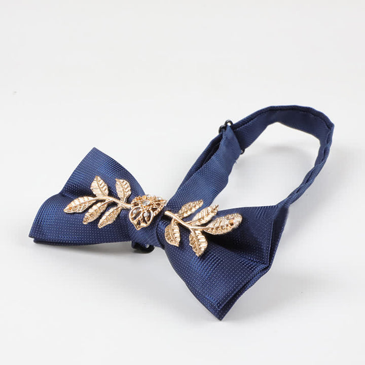 Men's Golden Leaves Flower Ornament Bow Tie - image 2