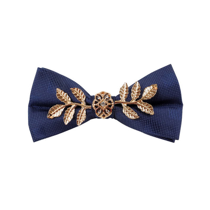 Men's Golden Leaves Flower Ornament Bow Tie - image 1