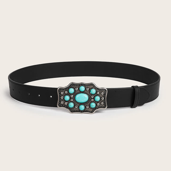 Women's Bohemia Turquoise Irregular Buckle Leather Belt - image 2