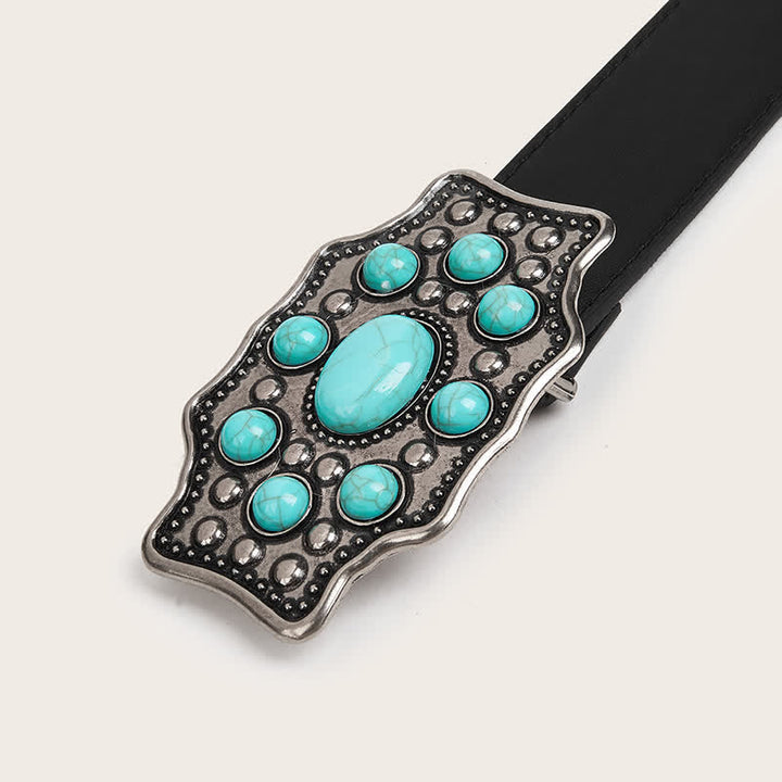 Women's Bohemia Turquoise Irregular Buckle Leather Belt - image 1