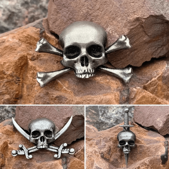Amazing Retro Gothic Skull Brooch Pin - image 1