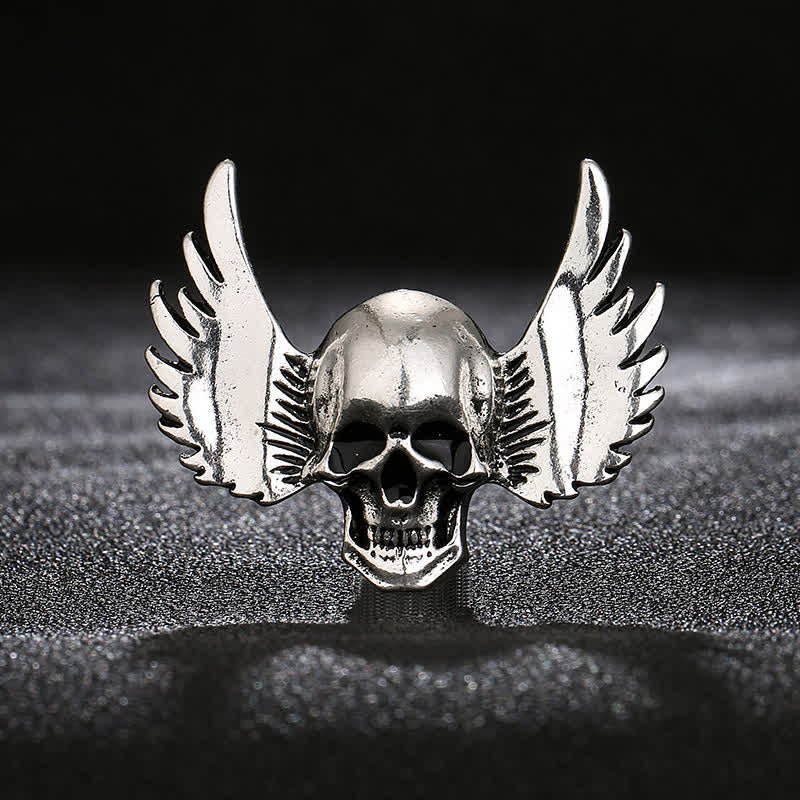 Men's Laughing Skull With Wings Brooch Pin - image 1