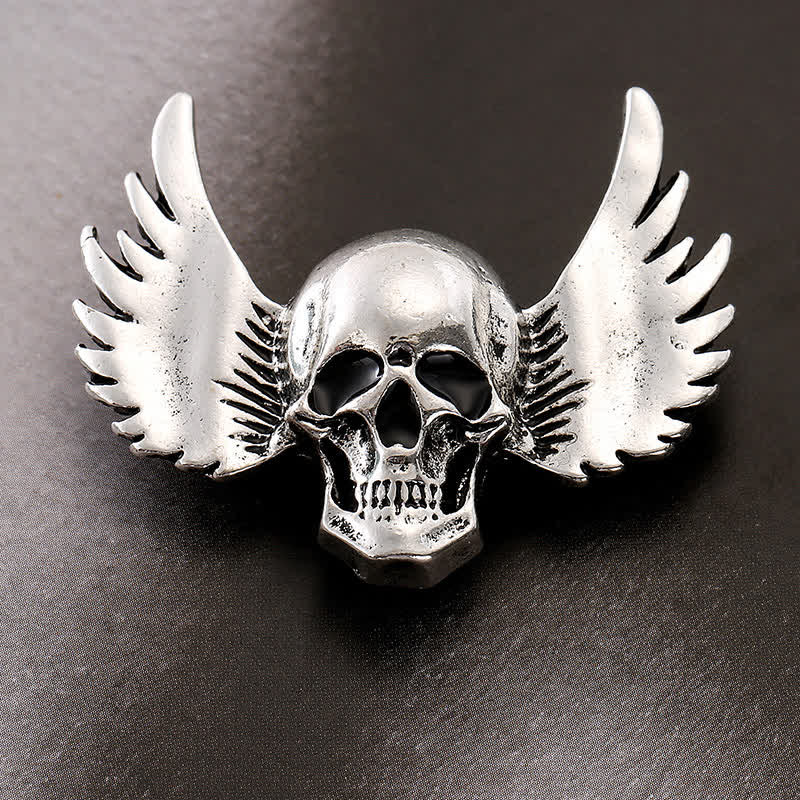 Men's Laughing Skull With Wings Brooch Pin - image 4