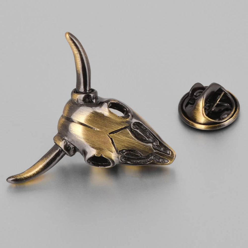 Men's Punk Charm Bull Head Brooch Pin - image 1