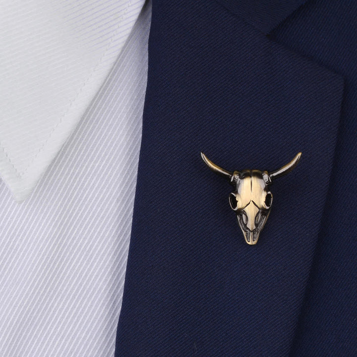 Men's Punk Charm Bull Head Brooch Pin - image 2