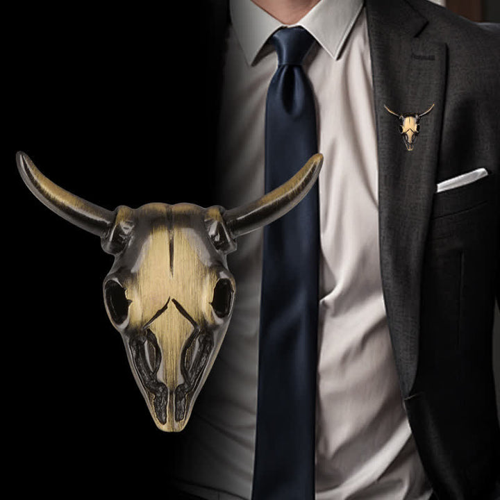 Men's Punk Charm Bull Head Brooch Pin - Bull Head - image 0