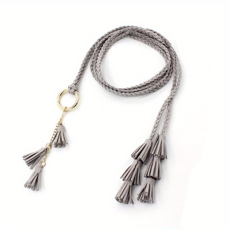 Women's Bohemian Tassels Braided Waist Rope Belt - image 8