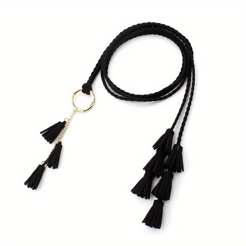 Women's Bohemian Tassels Braided Waist Rope Belt - image 11