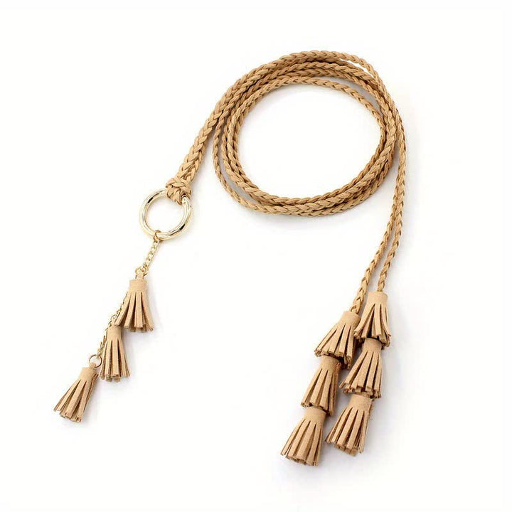 Women's Bohemian Tassels Braided Waist Rope Belt - image 6