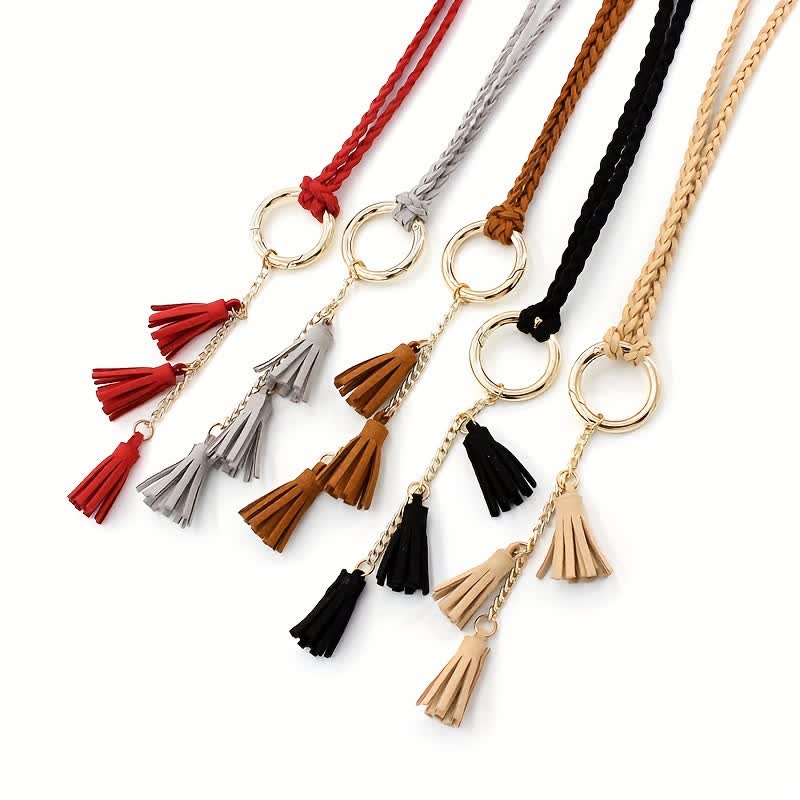 Women's Bohemian Tassels Braided Waist Rope Belt - image 1