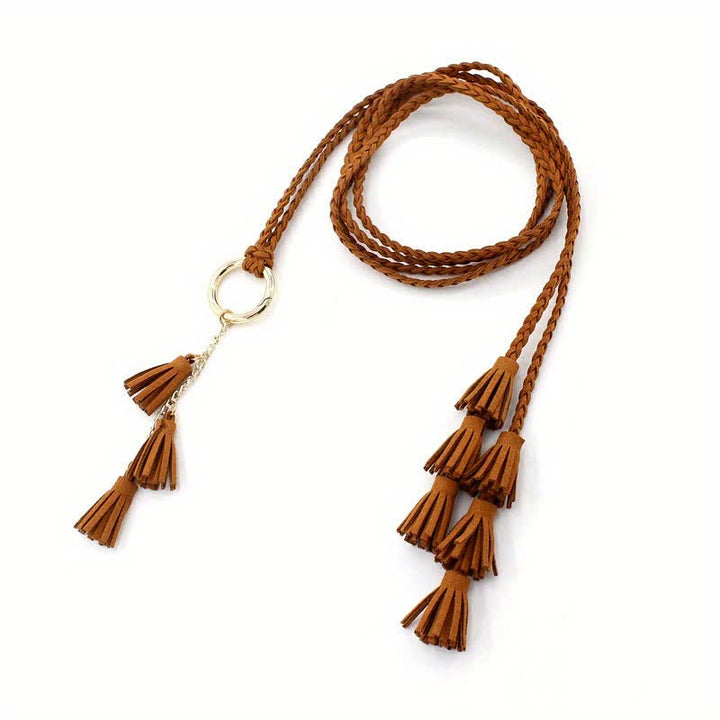 Women's Bohemian Tassels Braided Waist Rope Belt - image 2