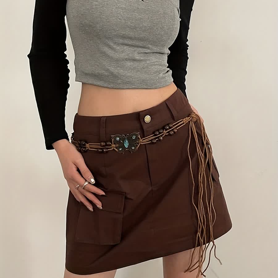 Women's Butterfly Flower Sash Boho Braided Waist Rope Belt - image 3