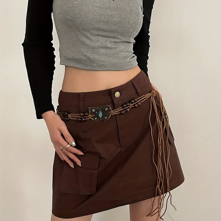 Women's Butterfly Flower Sash Boho Braided Waist Rope Belt - image 3