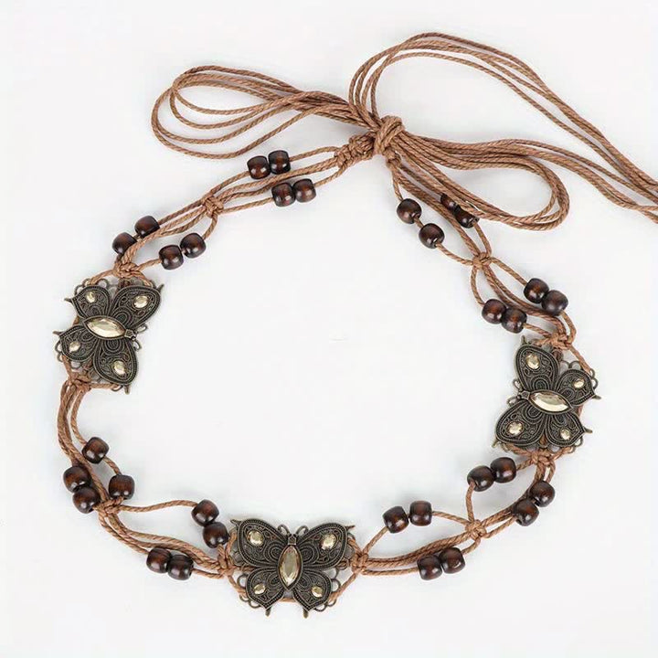 Women's Butterfly Flower Sash Boho Braided Waist Rope Belt - image 6